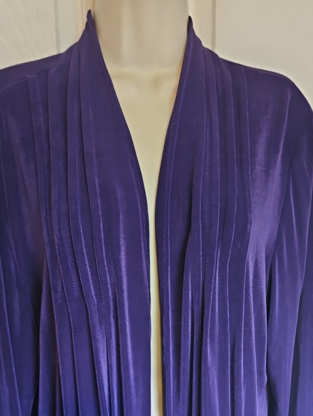 Chico’s Travelers Purple Slinky Open Front Cardigan Women Size 3 XL Lagenlook